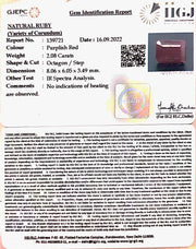 2.08/CT Natural Mozambique Ruby with Govt. Lab Certificate-(12210)